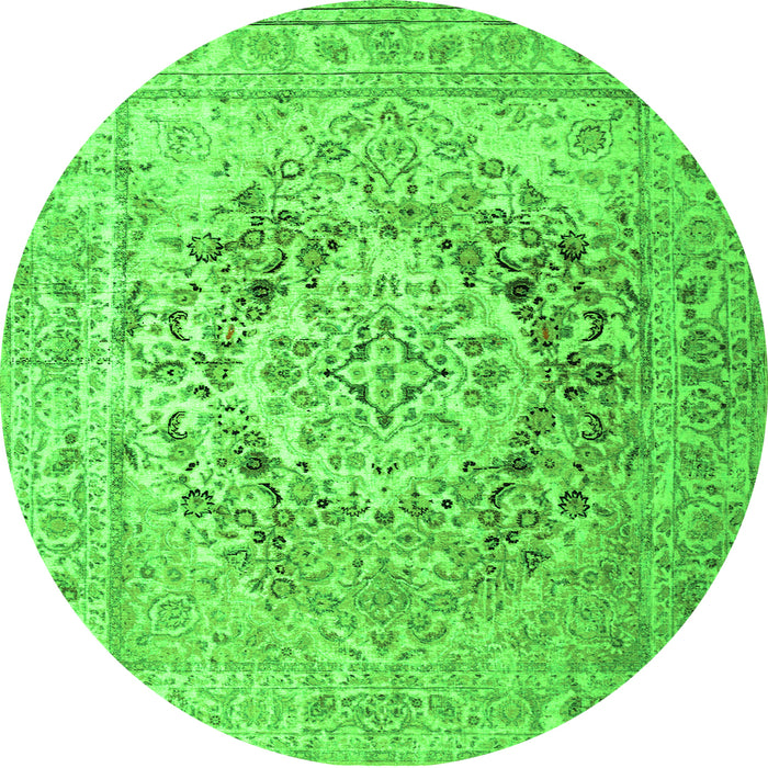 Machine Washable Medallion Green Traditional Area Rugs, wshtr1814grn