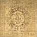 Square Machine Washable Medallion Brown Traditional Rug, wshtr1814brn