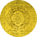 Round Medallion Yellow Traditional Rug, tr1814yw