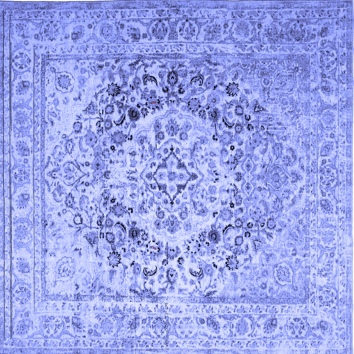 Square Medallion Blue Traditional Rug, tr1814blu