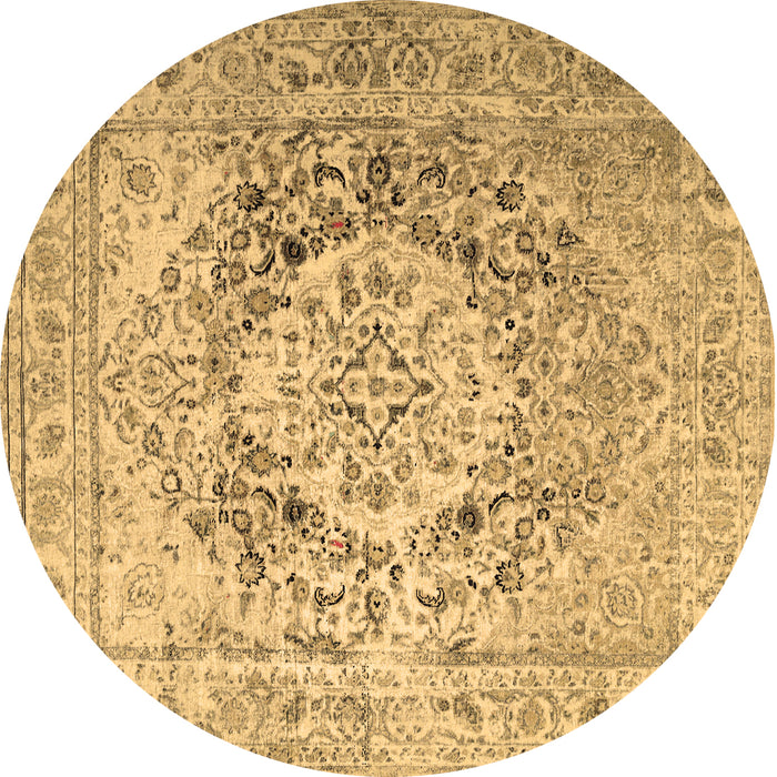 Round Medallion Brown Traditional Rug, tr1814brn