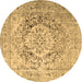 Round Medallion Brown Traditional Rug, tr1814brn