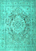 Machine Washable Medallion Turquoise Traditional Area Rugs, wshtr1814turq