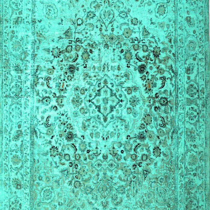 Machine Washable Medallion Turquoise Traditional Area Rugs, wshtr1814turq