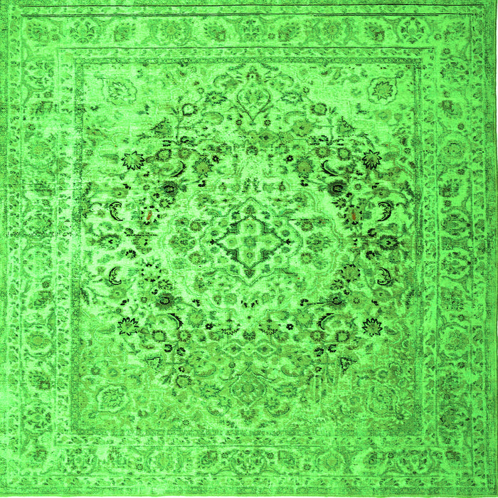 Serging Thickness of Medallion Green Traditional Rug, tr1814grn