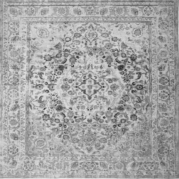 Round Machine Washable Medallion Gray Traditional Rug, wshtr1814gry