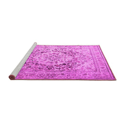 Sideview of Machine Washable Medallion Pink Traditional Rug, wshtr1814pnk