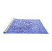 Sideview of Machine Washable Medallion Blue Traditional Rug, wshtr1814blu