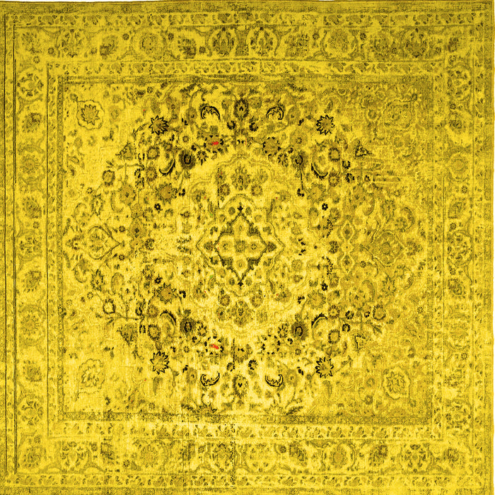 Square Medallion Yellow Traditional Rug, tr1814yw