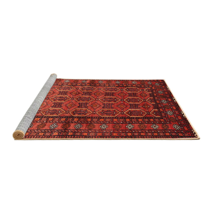 Sideview of Machine Washable Traditional Tomato Red Rug, wshtr1815