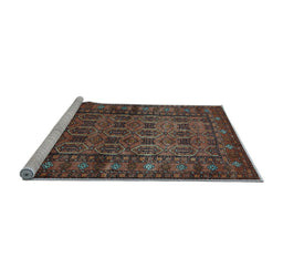 Sideview of Machine Washable Persian Light Blue Traditional Rug, wshtr1815lblu
