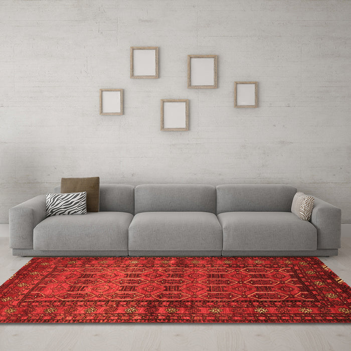 Machine Washable Persian Orange Traditional Area Rugs in a Living Room, wshtr1815org