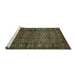 Sideview of Machine Washable Persian Turquoise Traditional Area Rugs, wshtr1815turq