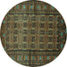 Round Machine Washable Persian Turquoise Traditional Area Rugs, wshtr1815turq