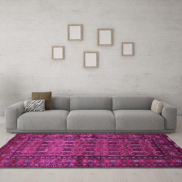 Machine Washable Persian Purple Traditional Area Rugs in a Living Room, wshtr1815pur