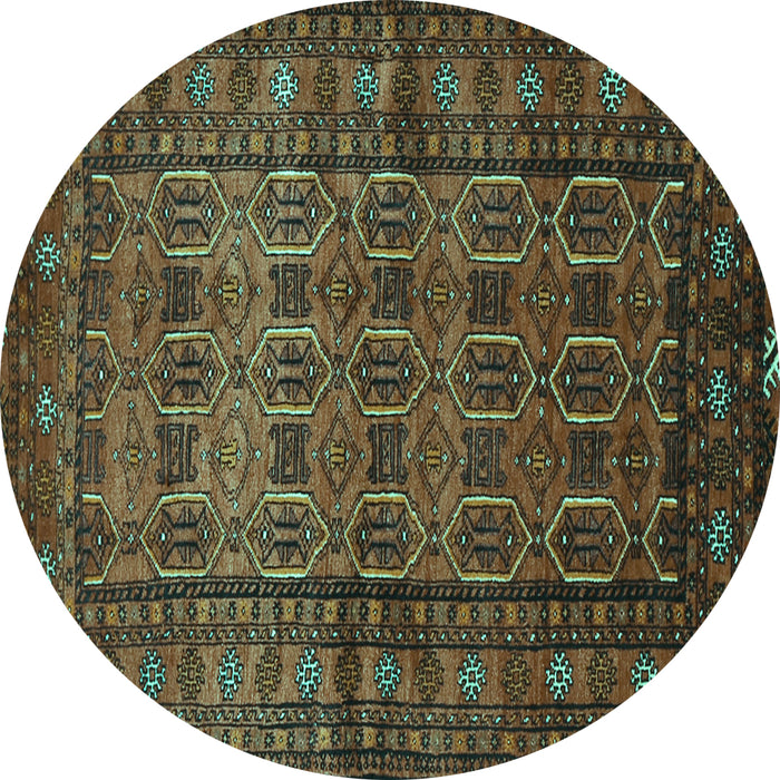 Round Persian Turquoise Traditional Rug, tr1815turq