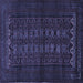 Square Machine Washable Persian Blue Traditional Rug, wshtr1816blu