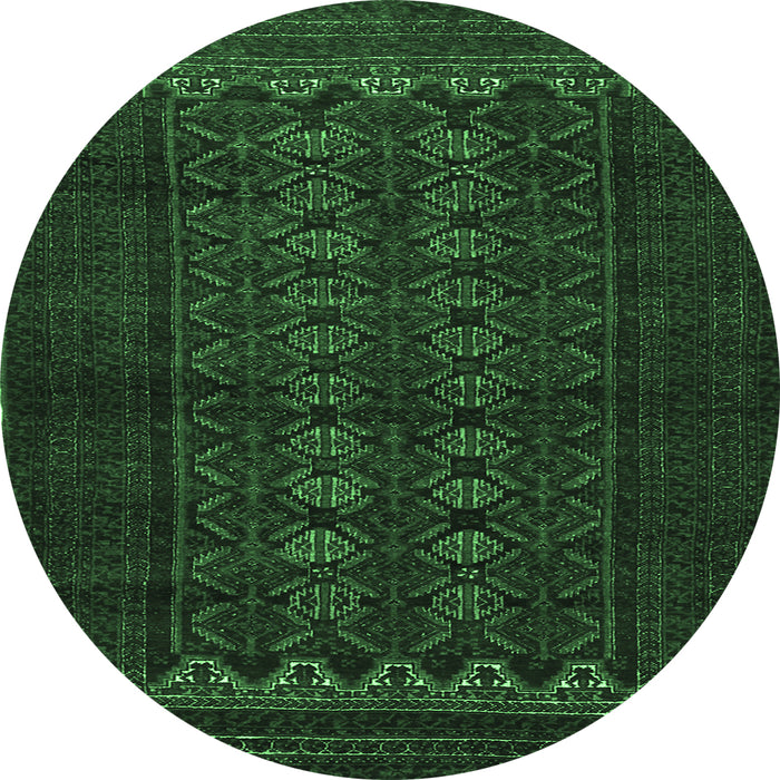 Round Persian Emerald Green Traditional Rug, tr1816emgrn