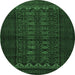 Round Persian Emerald Green Traditional Rug, tr1816emgrn