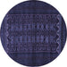 Round Machine Washable Persian Blue Traditional Rug, wshtr1816blu