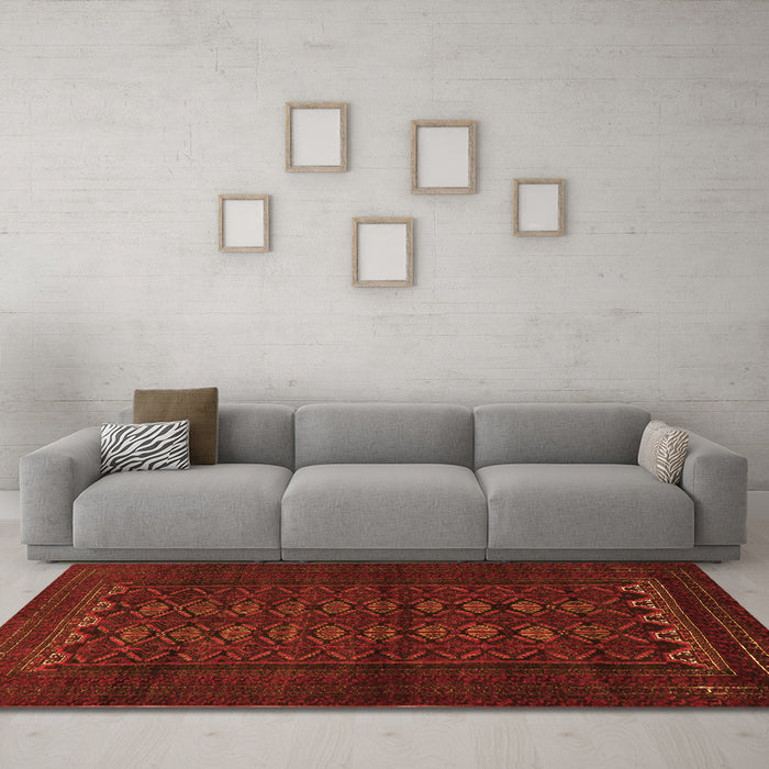 Machine Washable Persian Orange Traditional Area Rugs in a Living Room, wshtr1816org