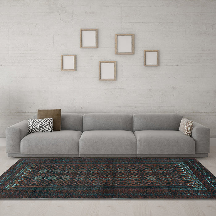 Machine Washable Persian Light Blue Traditional Rug in a Living Room, wshtr1816lblu