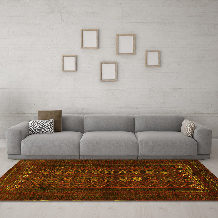 Machine Washable Persian Yellow Traditional Rug in a Living Room, wshtr1816yw