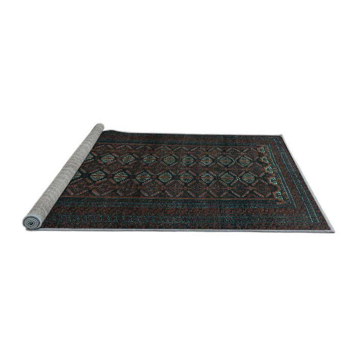 Sideview of Machine Washable Persian Light Blue Traditional Rug, wshtr1816lblu