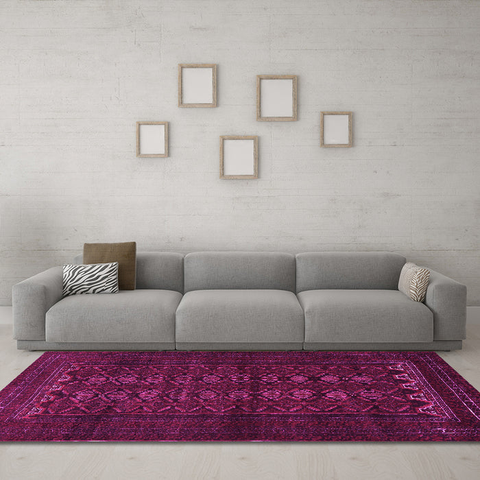 Machine Washable Persian Pink Traditional Rug in a Living Room, wshtr1816pnk