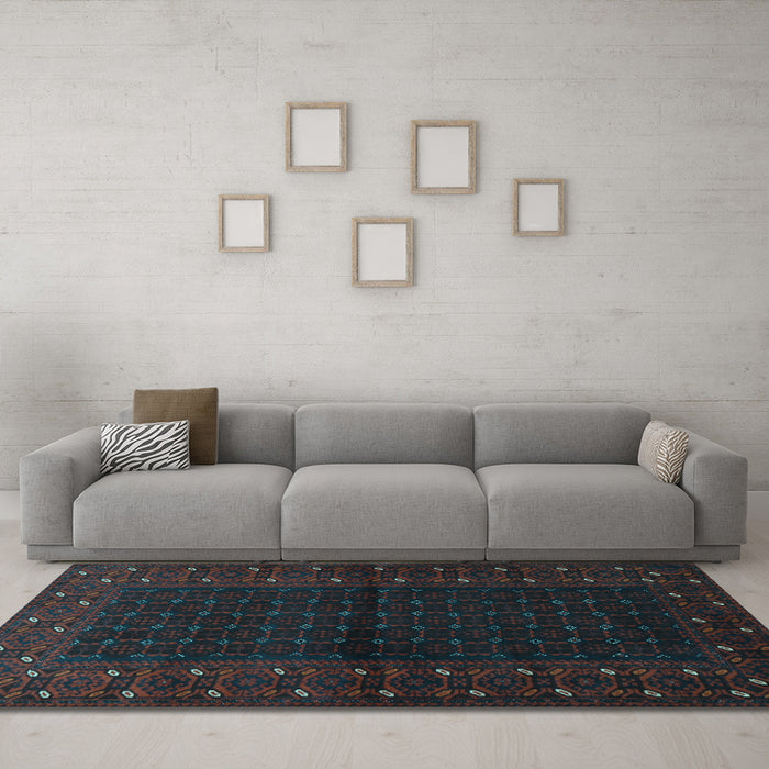Machine Washable Persian Light Blue Traditional Rug in a Living Room, wshtr1817lblu
