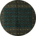 Round Machine Washable Persian Turquoise Traditional Area Rugs, wshtr1817turq