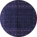 Round Machine Washable Persian Blue Traditional Rug, wshtr1817blu