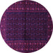 Round Machine Washable Persian Purple Traditional Area Rugs, wshtr1817pur