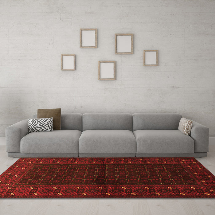 Machine Washable Persian Orange Traditional Area Rugs in a Living Room, wshtr1817org