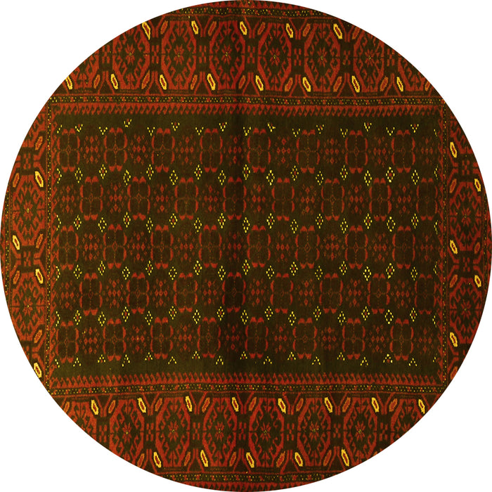 Round Persian Yellow Traditional Rug, tr1817yw