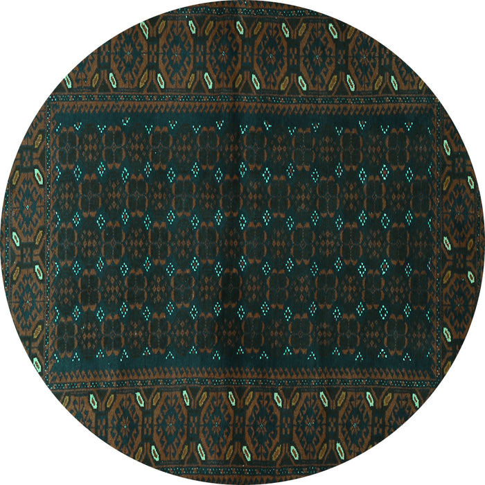Round Persian Turquoise Traditional Rug, tr1817turq