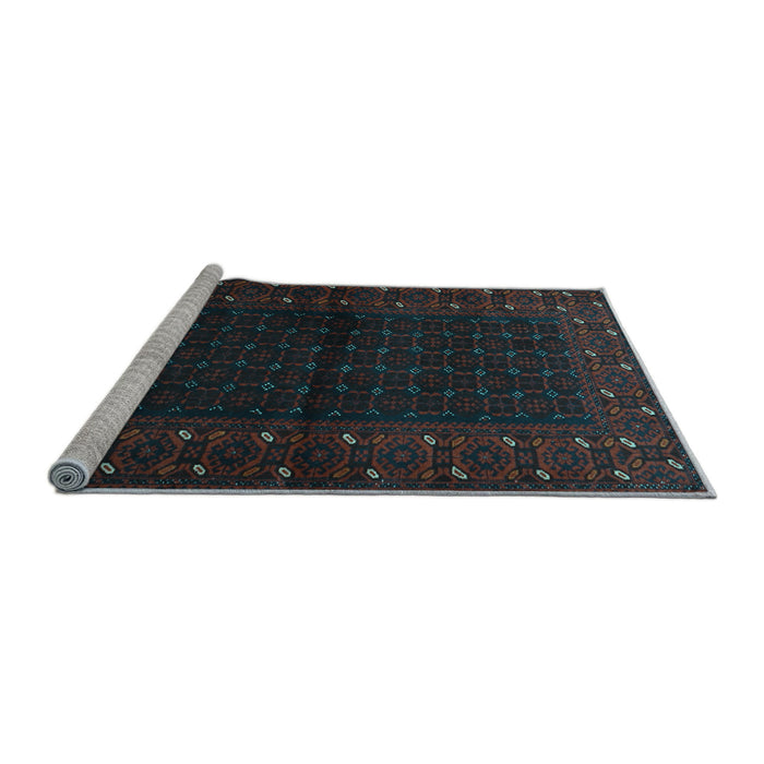 Sideview of Machine Washable Persian Light Blue Traditional Rug, wshtr1817lblu