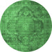 Round Persian Emerald Green Traditional Rug, tr1818emgrn