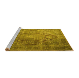 Sideview of Machine Washable Persian Yellow Traditional Rug, wshtr1818yw
