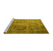 Sideview of Machine Washable Persian Yellow Traditional Rug, wshtr1818yw