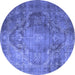 Round Persian Blue Traditional Rug, tr1818blu