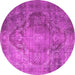 Round Machine Washable Persian Pink Traditional Rug, wshtr1818pnk