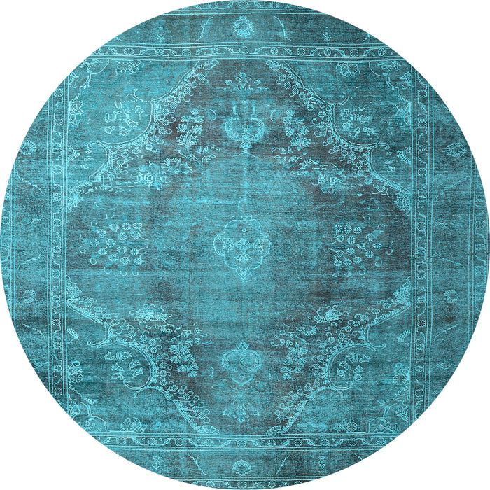 Round Machine Washable Persian Light Blue Traditional Rug, wshtr1818lblu