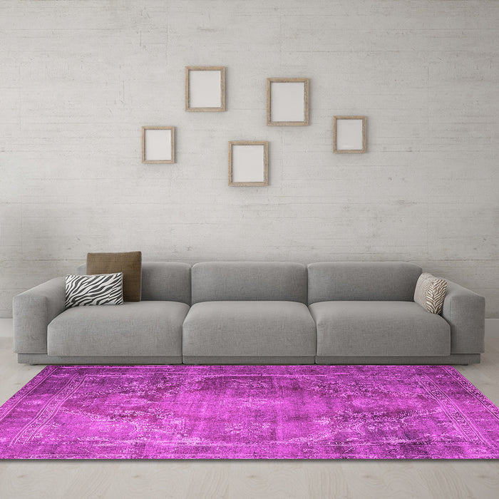 Machine Washable Persian Pink Traditional Rug in a Living Room, wshtr1818pnk