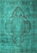 Machine Washable Persian Turquoise Traditional Area Rugs, wshtr1818turq