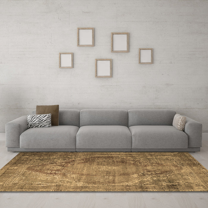 Machine Washable Persian Brown Traditional Rug in a Living Room,, wshtr1818brn