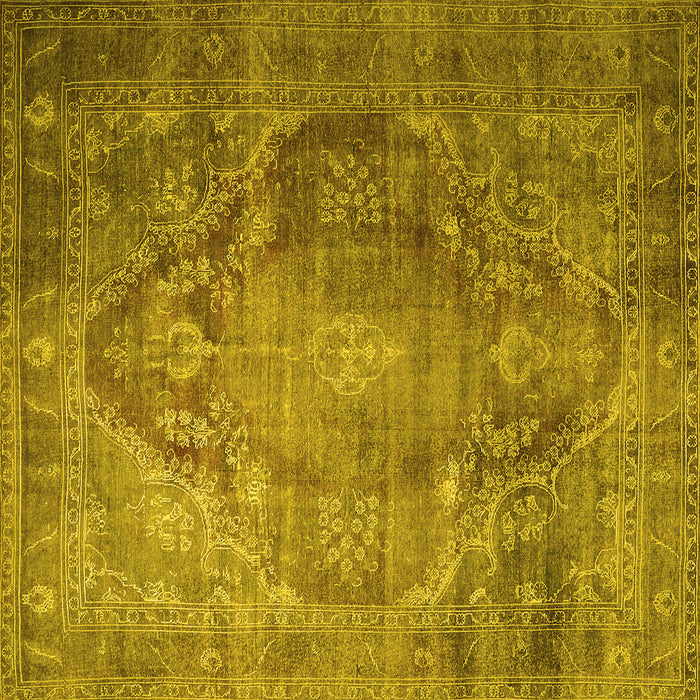 Square Machine Washable Persian Yellow Traditional Rug, wshtr1818yw