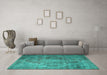 Machine Washable Persian Turquoise Traditional Area Rugs in a Living Room,, wshtr1818turq