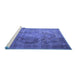 Sideview of Machine Washable Persian Blue Traditional Rug, wshtr1818blu