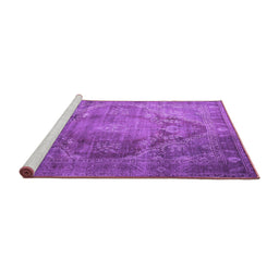 Sideview of Machine Washable Persian Purple Traditional Area Rugs, wshtr1818pur